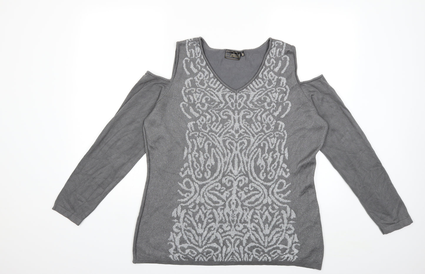 BCP Womens Grey  Knit Pullover Jumper Size 16  - Open Shoulder