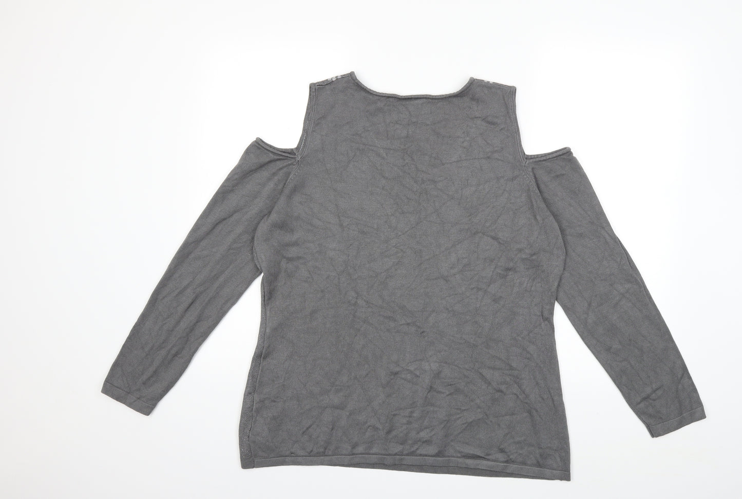 BCP Womens Grey  Knit Pullover Jumper Size 16  - Open Shoulder