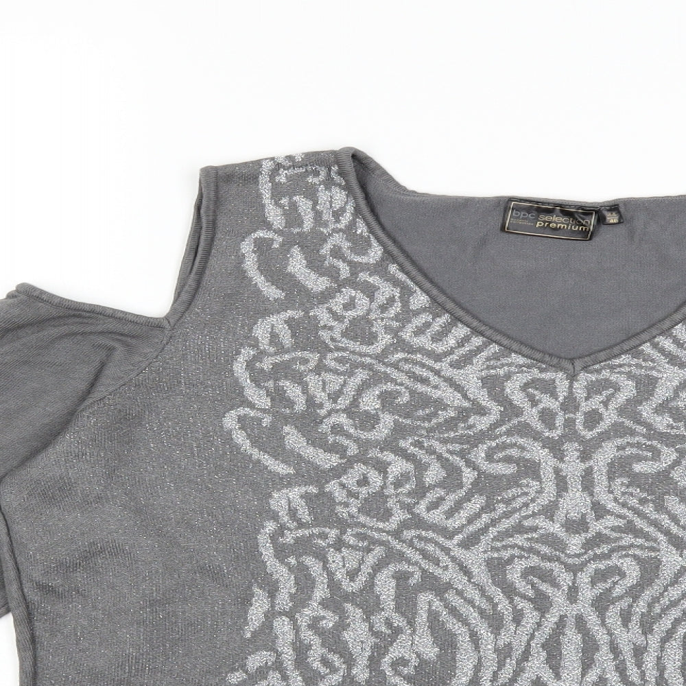 BCP Womens Grey  Knit Pullover Jumper Size 16  - Open Shoulder