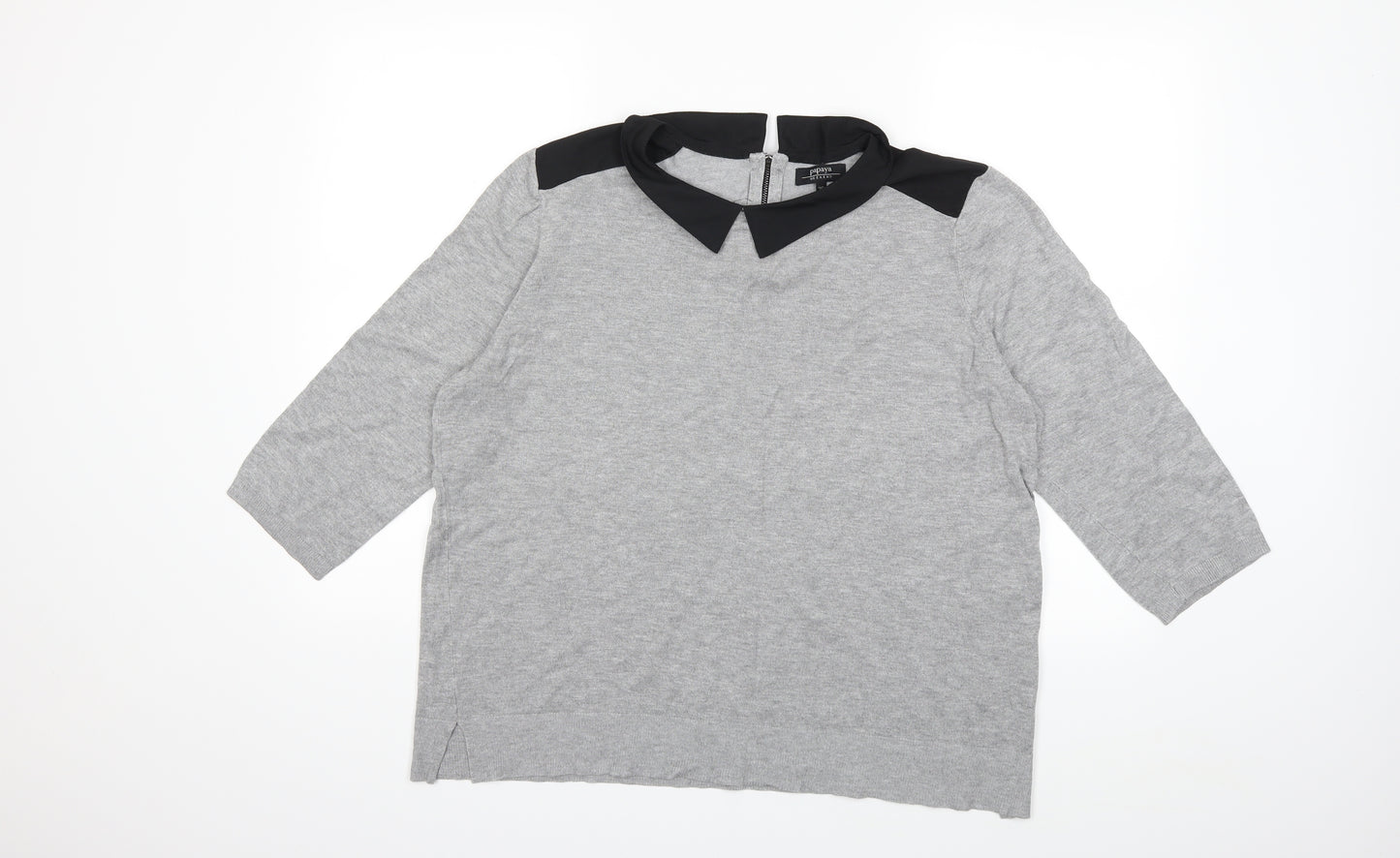 Papaya Womens Grey  Knit Pullover Jumper Size 20