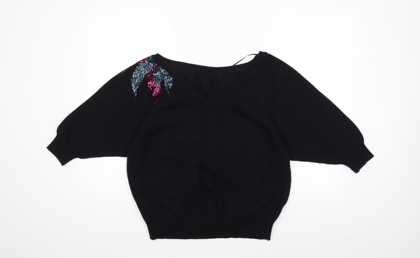 Miss Selfridge Womens Black  Knit Pullover Jumper Size 12