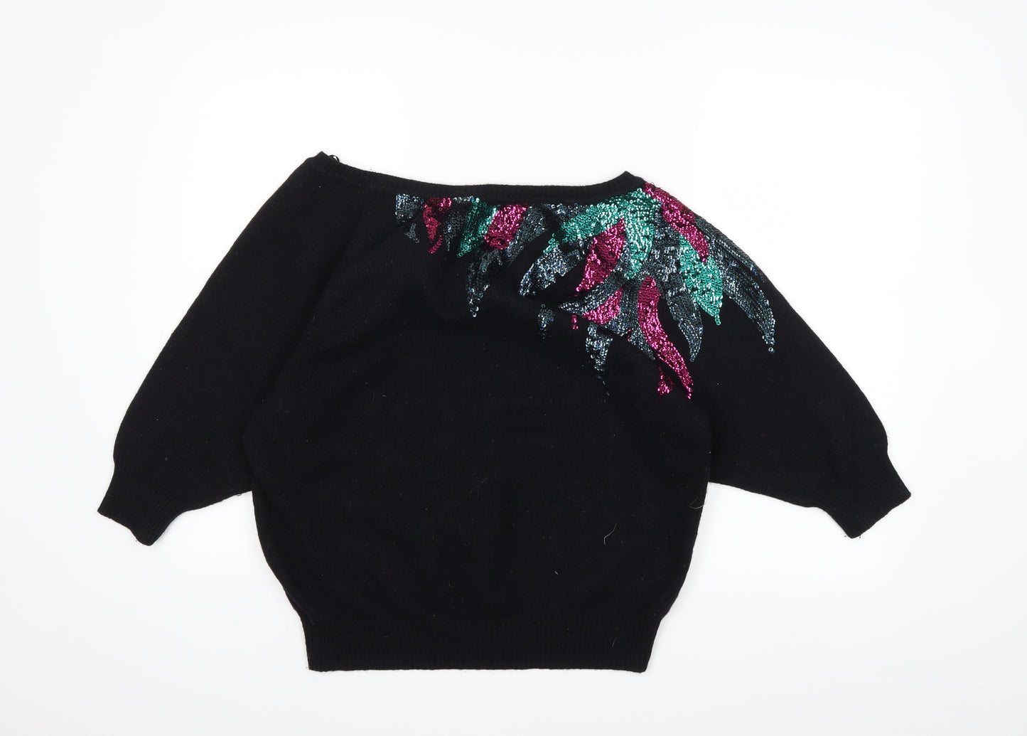 Miss Selfridge Womens Black  Knit Pullover Jumper Size 12