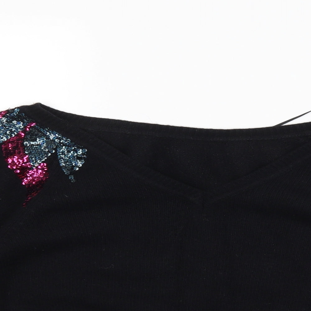 Miss Selfridge Womens Black  Knit Pullover Jumper Size 12