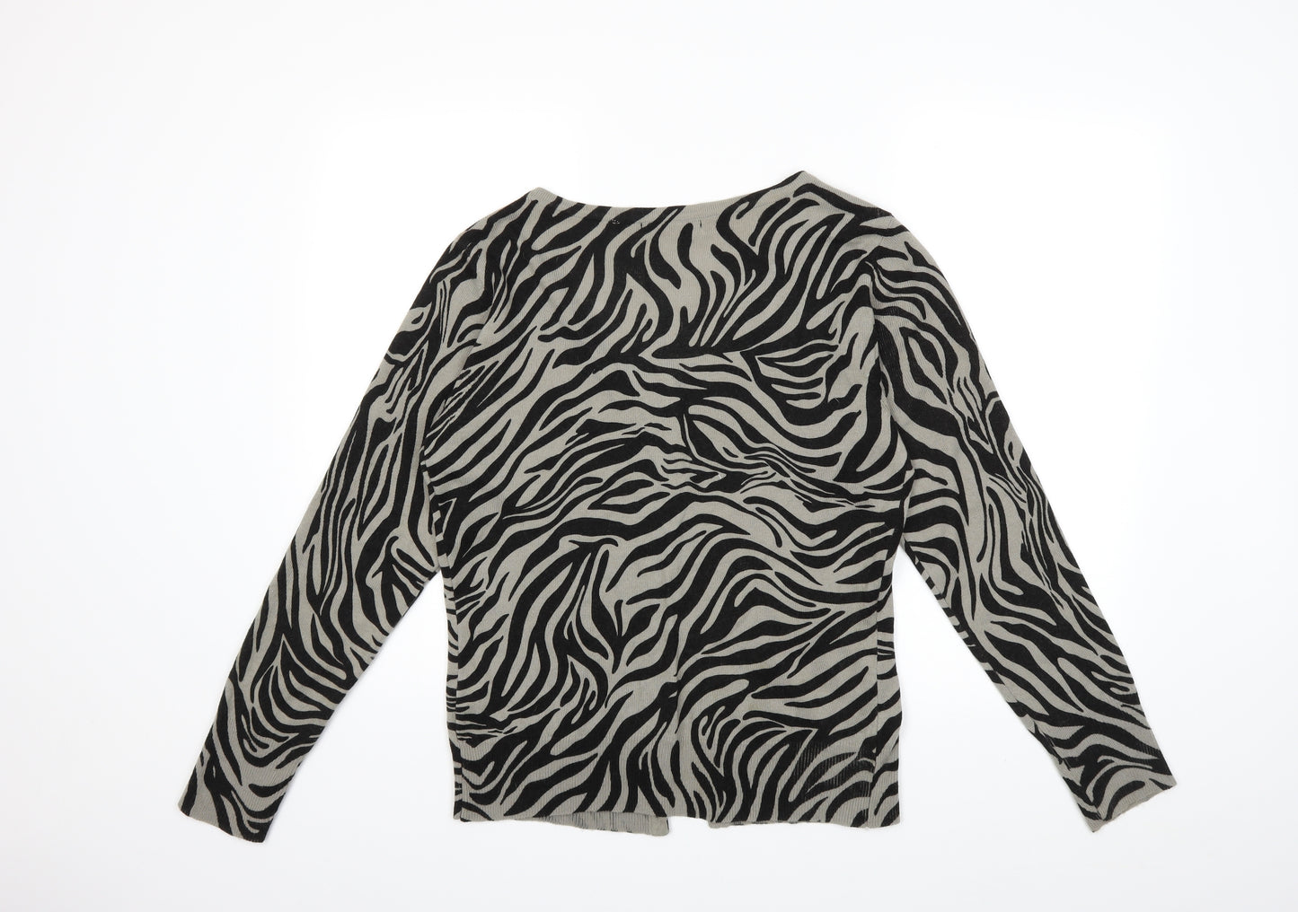 Melrose Womens Beige Animal Print Knit Cardigan Jumper Size 18