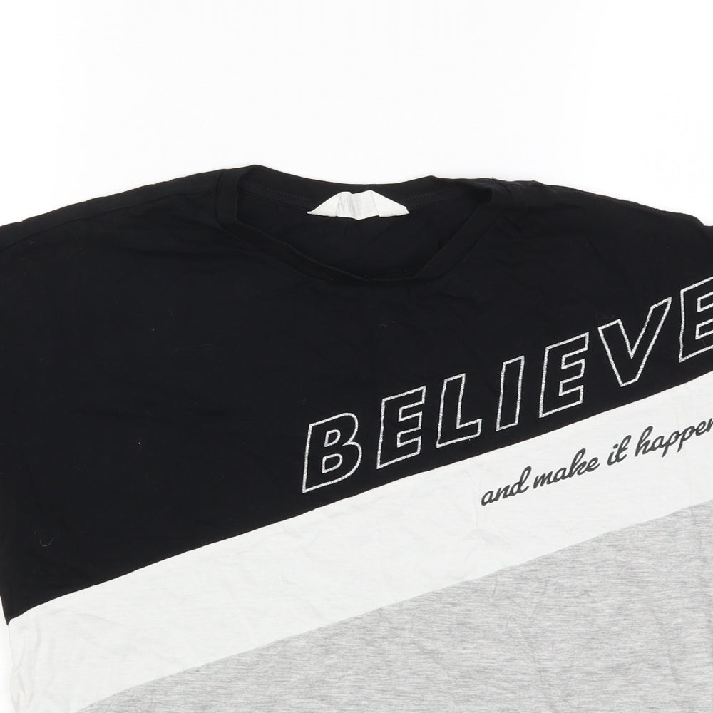 H&M Girls Black   Basic T-Shirt Size 12-13 Years  - believe