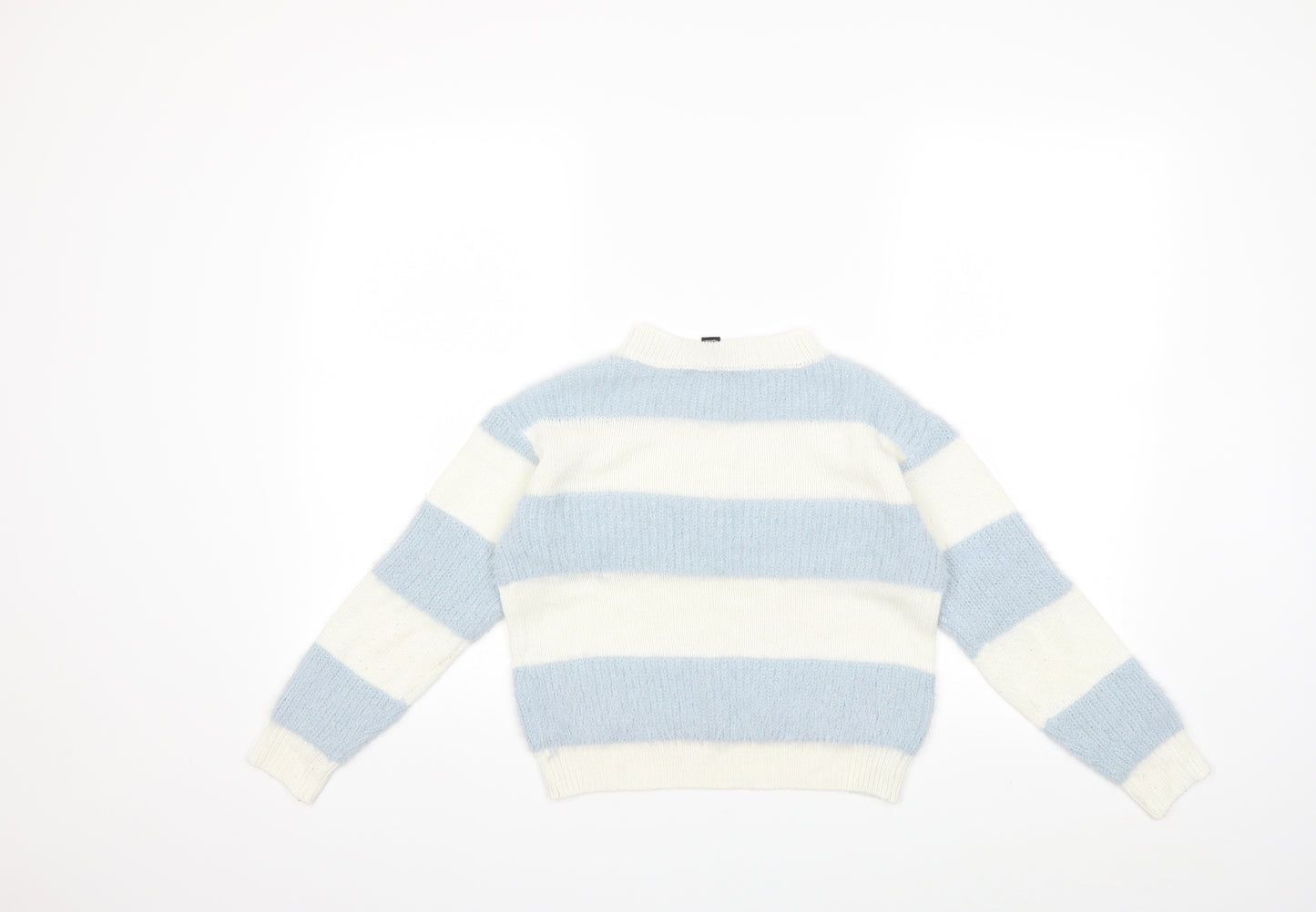 New Look Girls White Striped Knit Pullover Jumper Size 9 Years