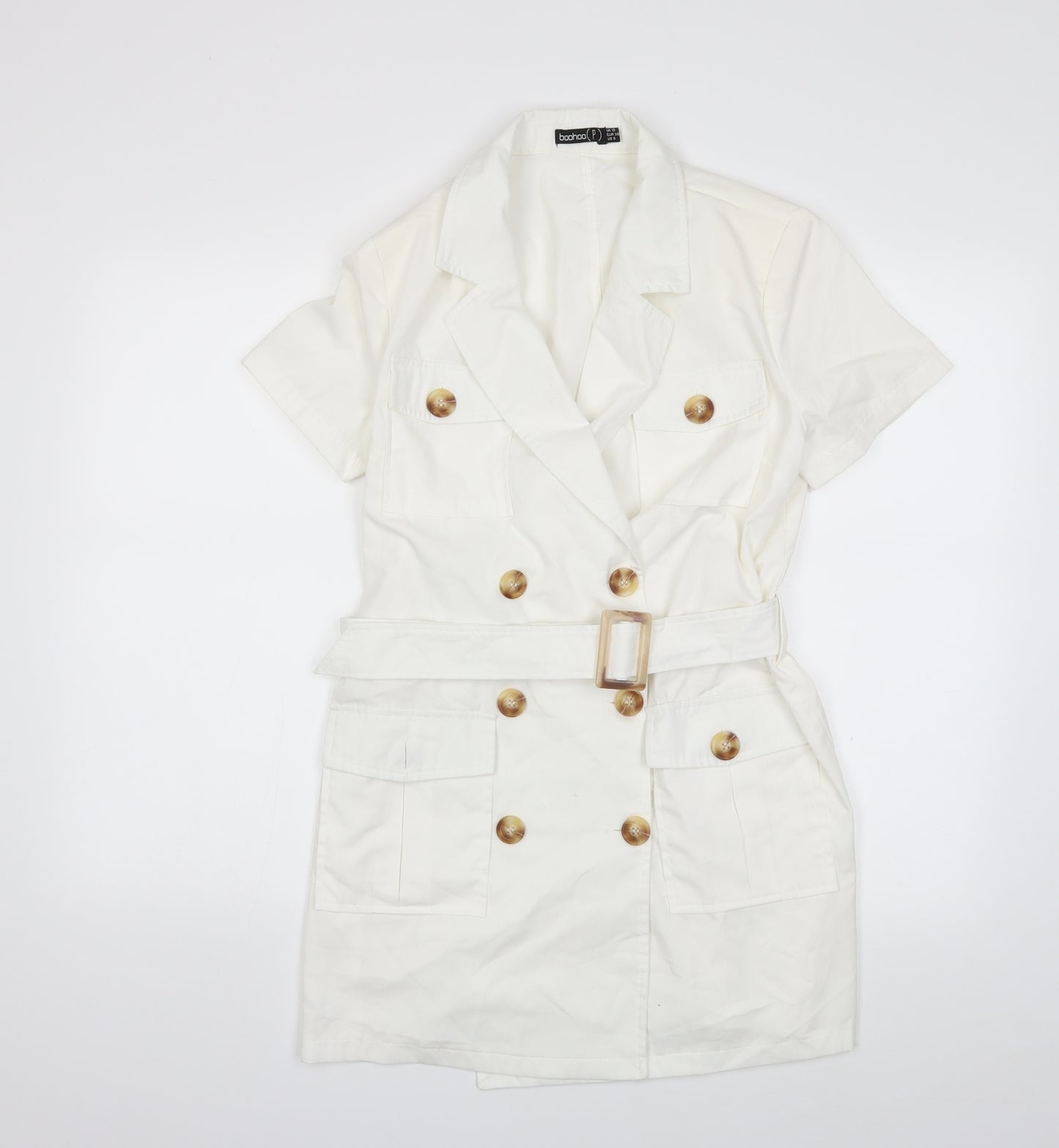 Boohoo Womens White   Shirt Dress  Size 10
