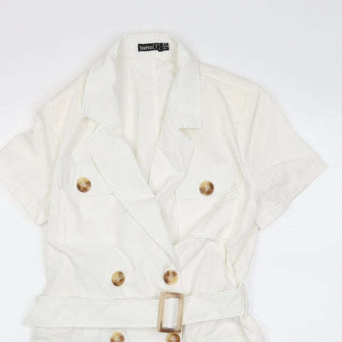 Boohoo Womens White   Shirt Dress  Size 10