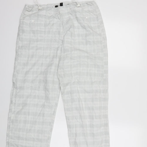 Maddona wear Womens Grey Check  Cropped Trousers Size L L25 in