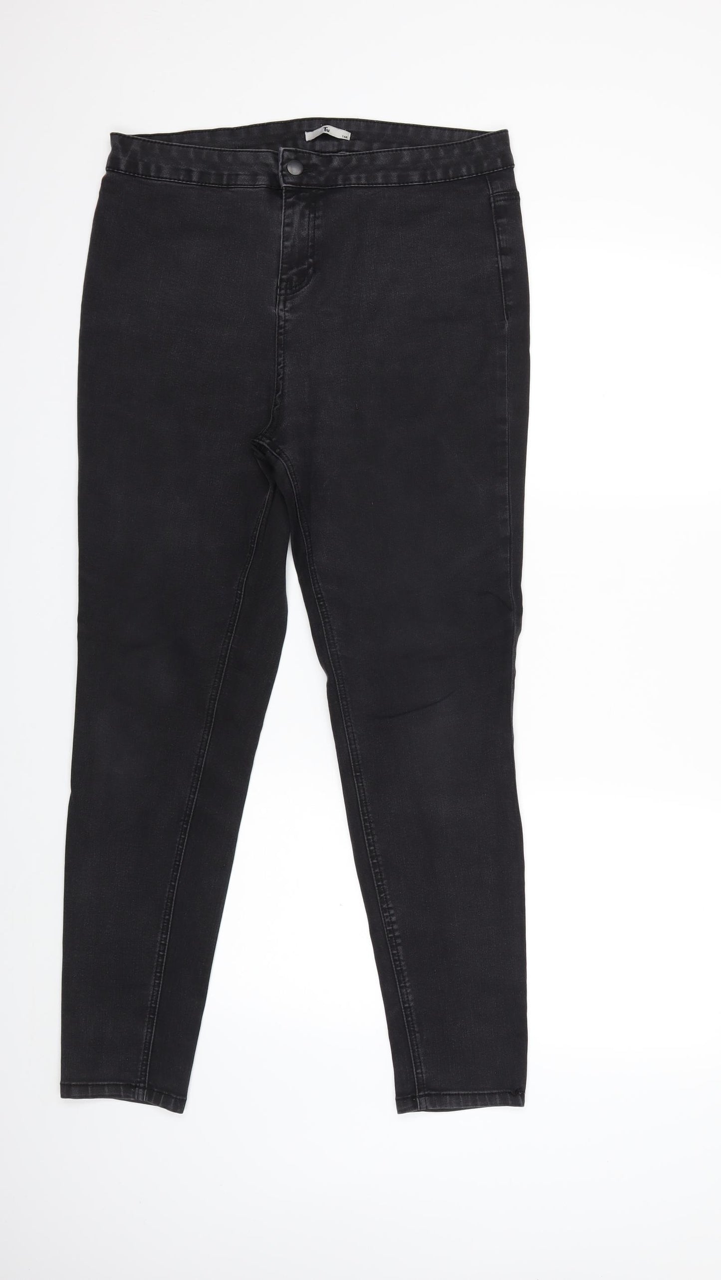 TU Womens Black  Denim Skinny Jeans Size 16 L27 in