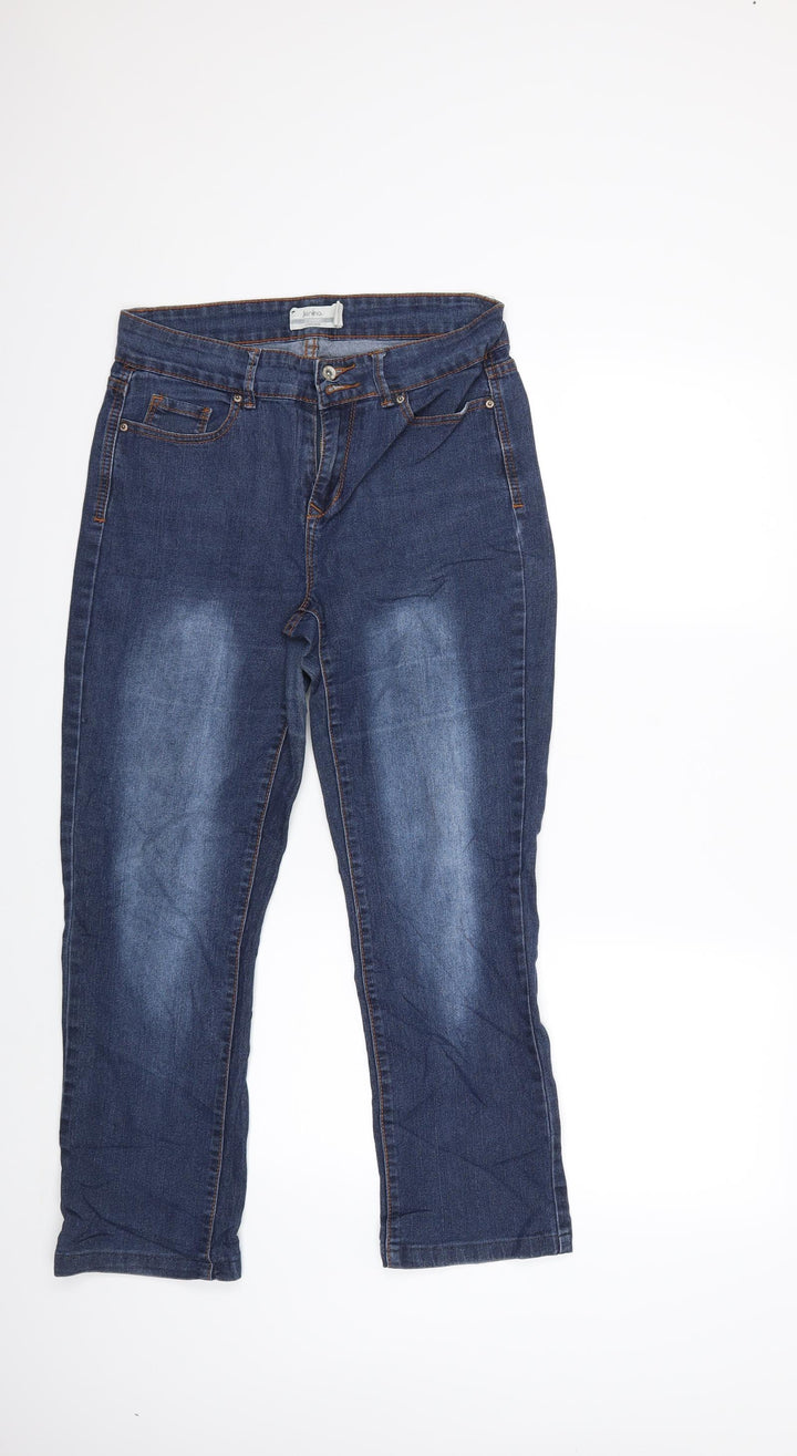 Janina Womens Blue  Denim Straight Jeans Size 12 L25 in