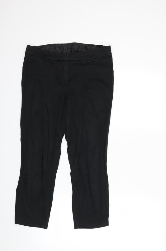 Front view of F&F women’s black trousers, size UK 10, 22-inch leg