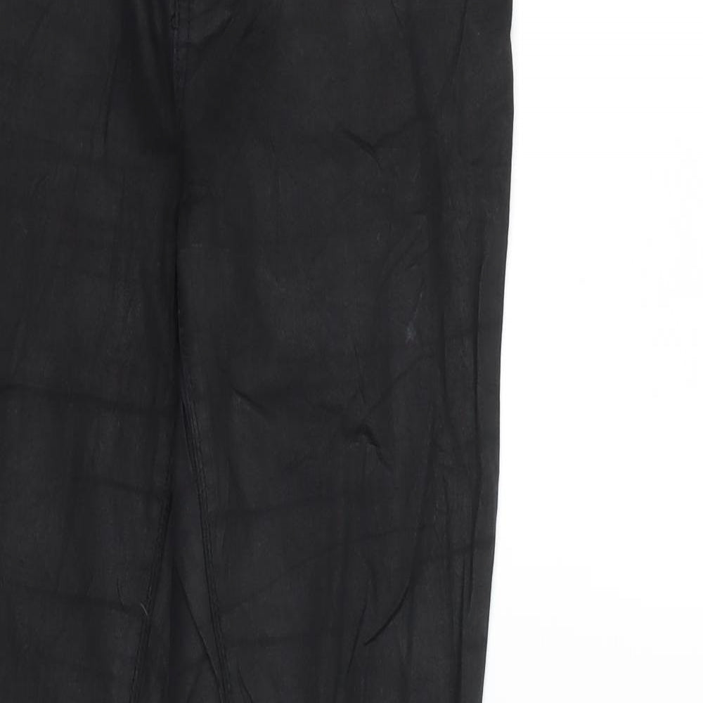 Denim & Co. Womens Black   Trousers  Size 12 L29 in - Wet look