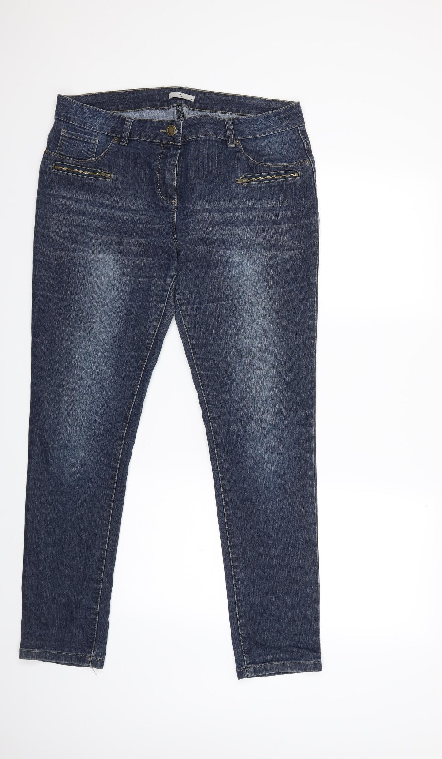 TU Womens Blue  Denim Skinny Jeans Size 16 L29 in