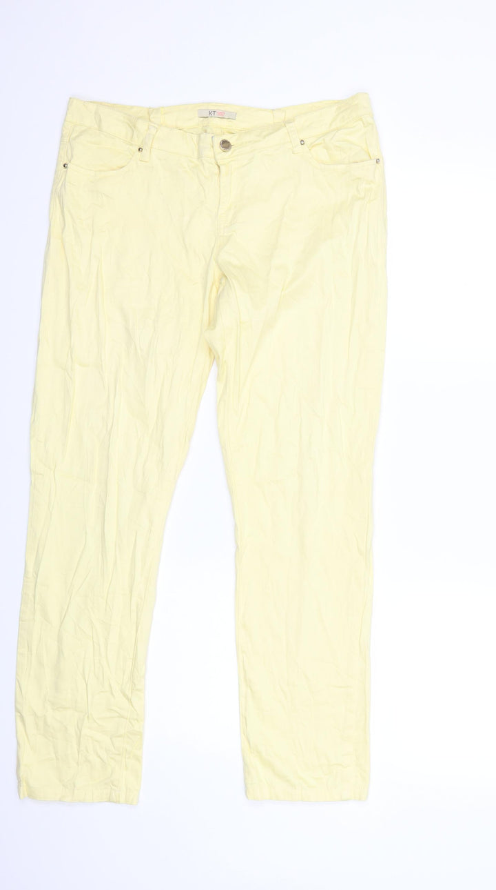 KASHITU  Womens Yellow  Denim Straight Jeans Size 34 in L28 in