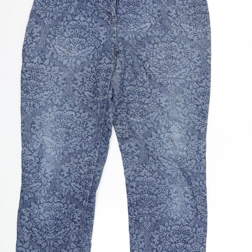KMX Womens Blue Floral Denim Straight Jeans Size 28 in L25 in