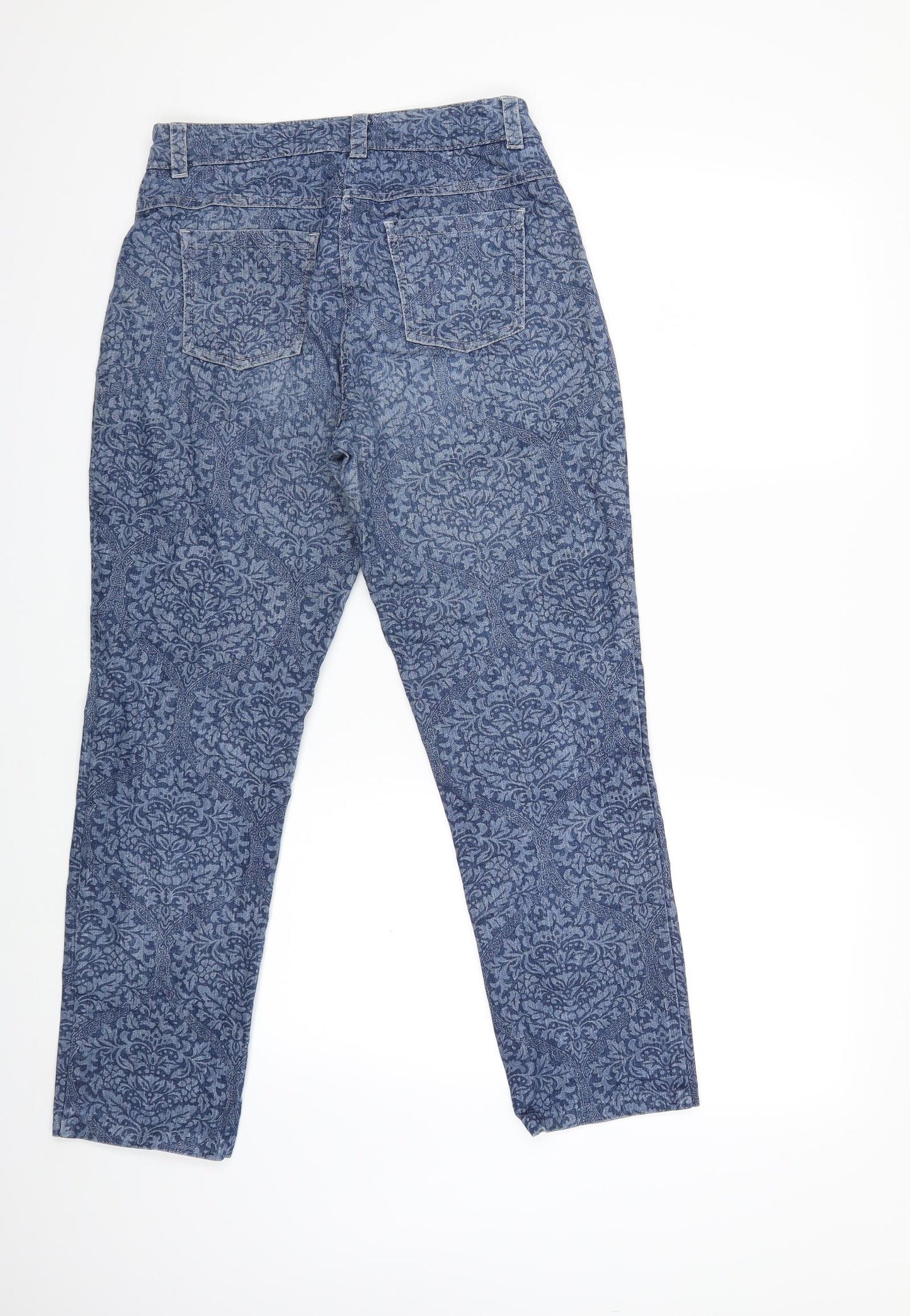 KMX Womens Blue Floral Denim Straight Jeans Size 28 in L25 in