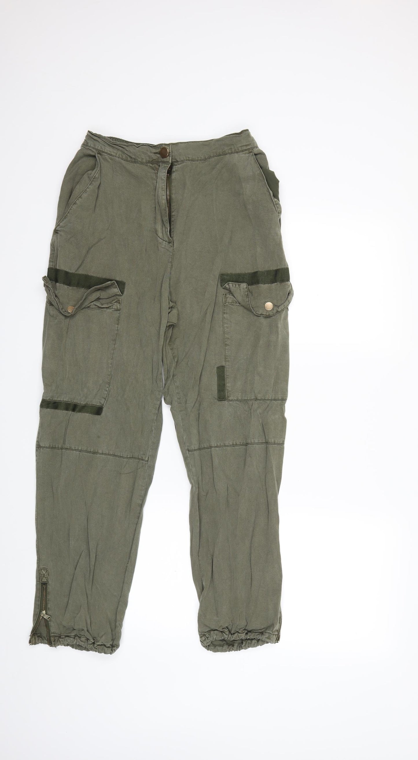 River Island Womens Green   Cargo Trousers Size 12 L26 in