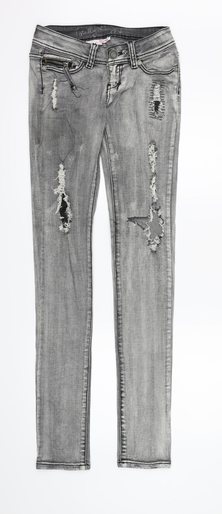 TALLY WEiJL Womens Grey Denim Skinny Jeans Size 2XS L33 in