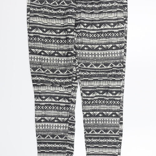 H&M Womens Black Geometric Denim Skinny Jeans Size 12 L31 in