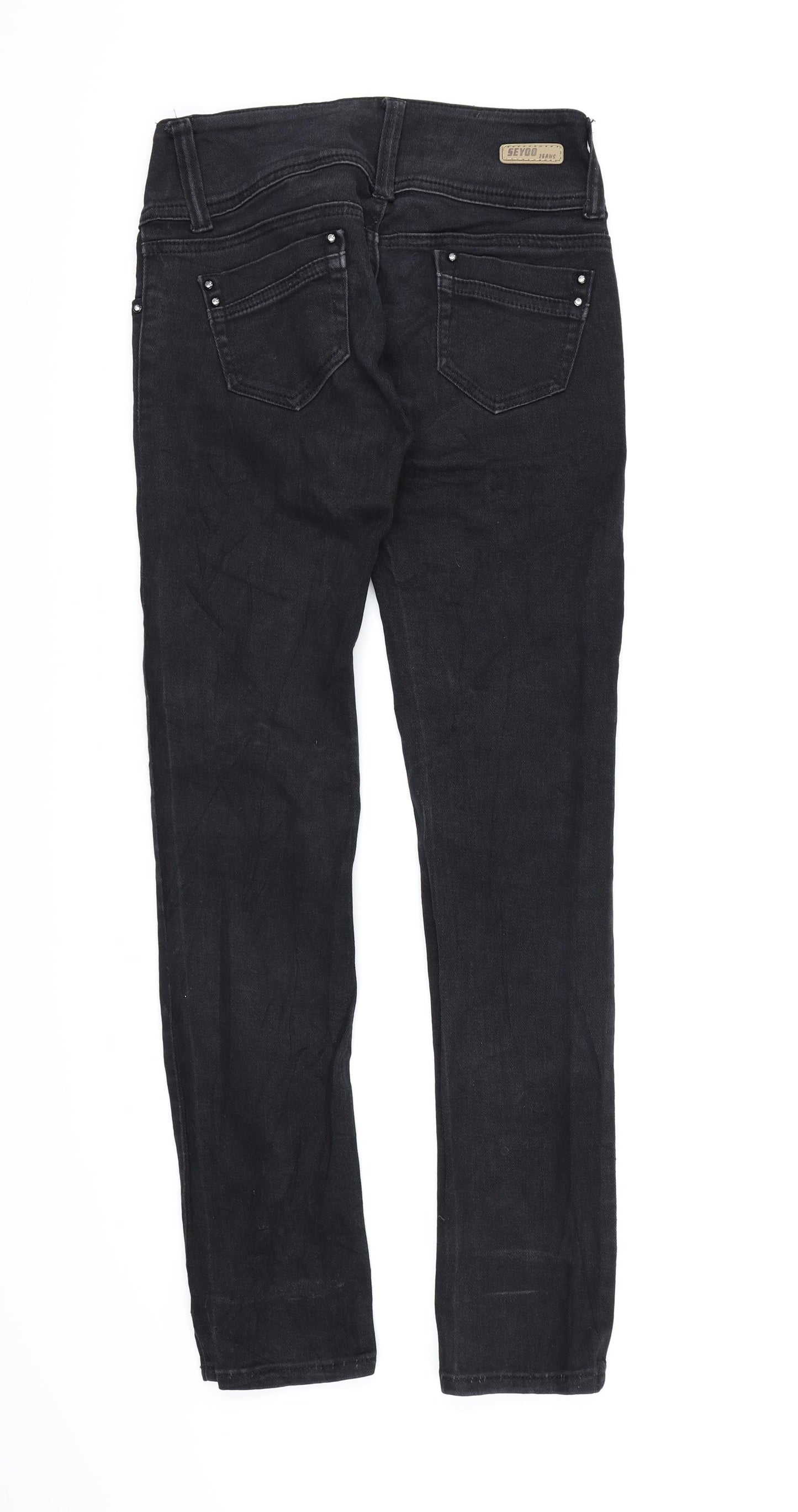 Seyoo Womens Black  Denim Straight Jeans  L30 in