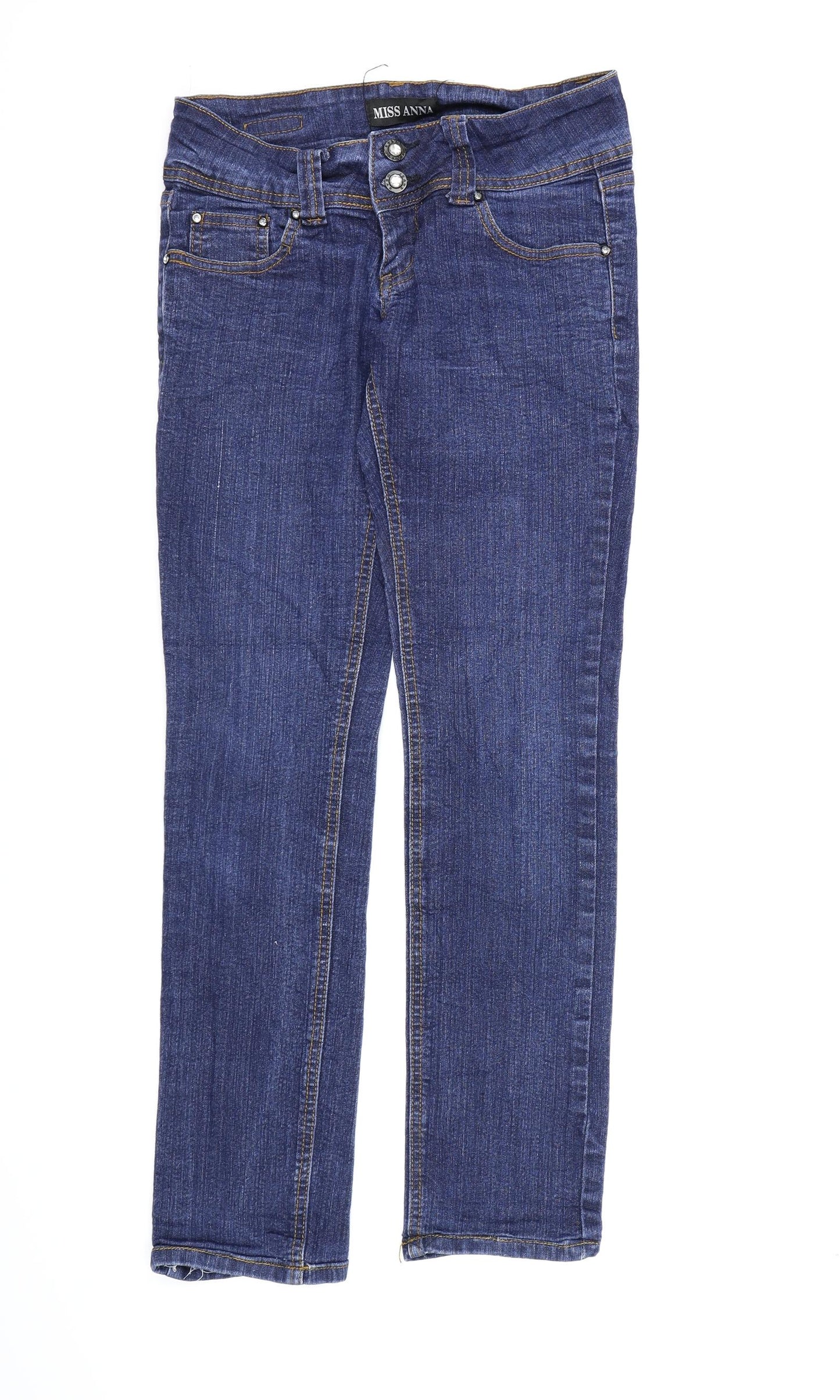 Miss Anna Womens Blue  Denim Straight Jeans Size 8 L28 in