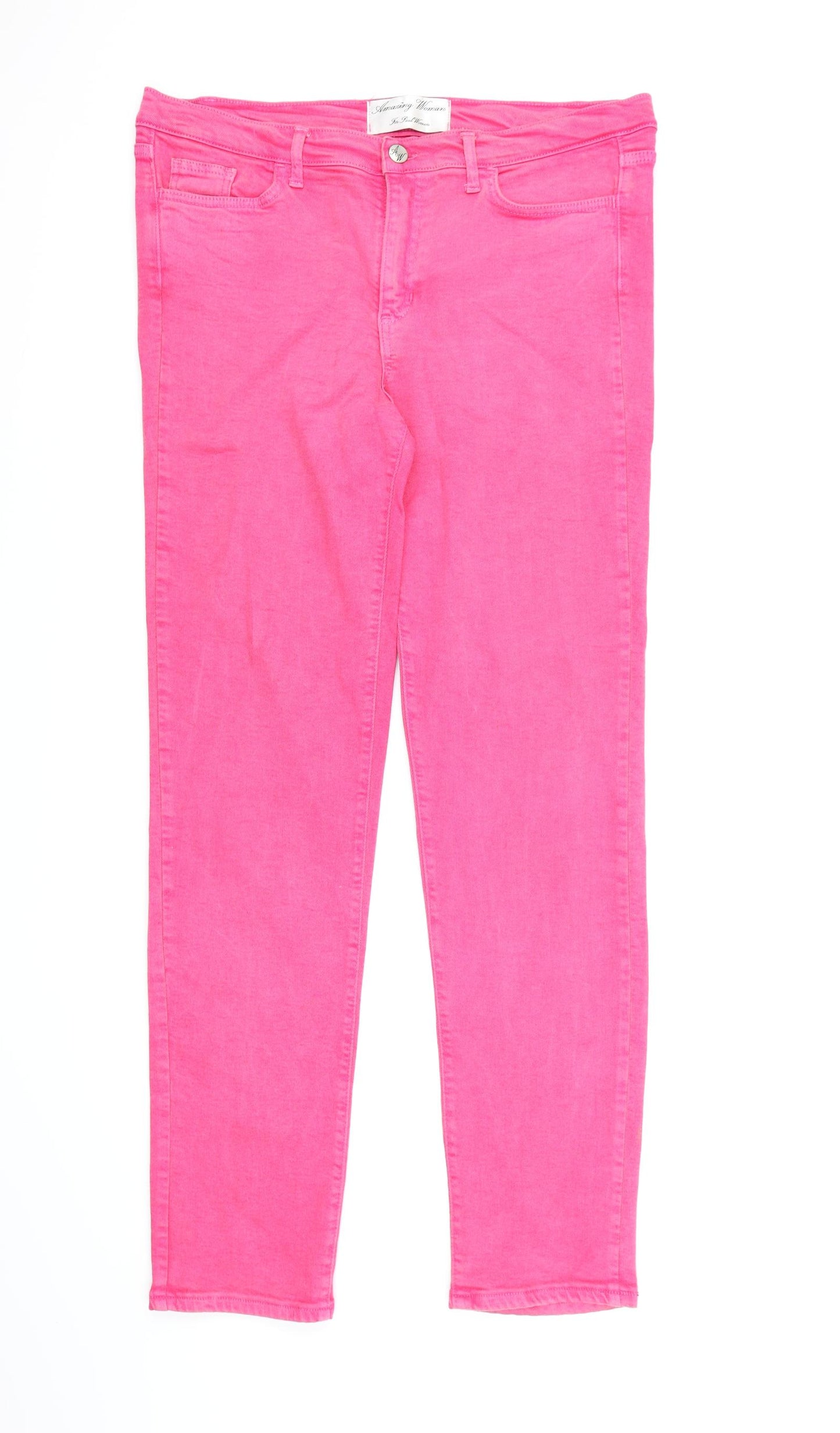 Amazing Woman Womens Pink  Denim Straight Jeans Size 18 L32 in