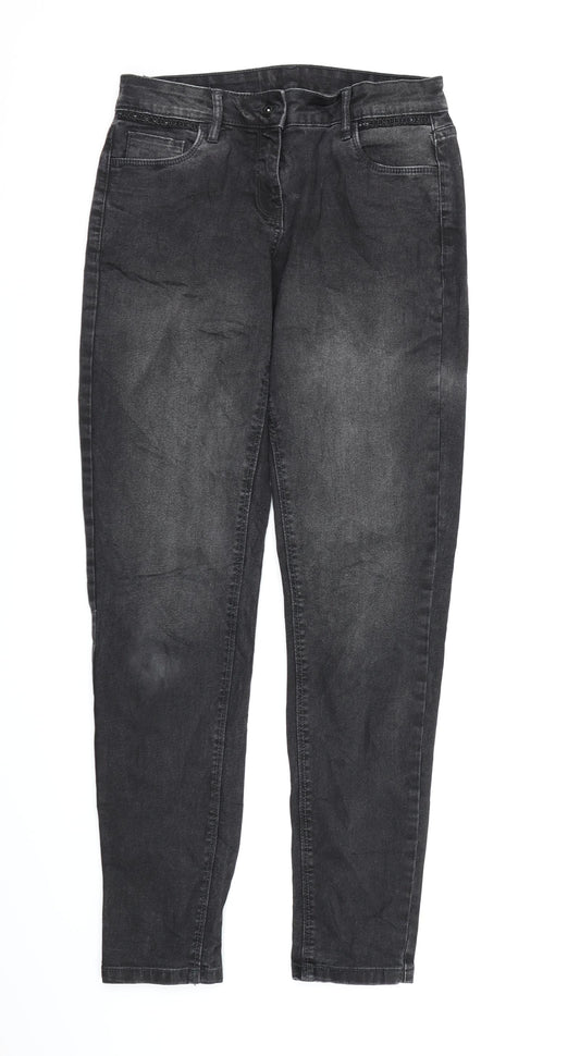 Front view of Up 2 Fashion women’s black denim mom jeans, size UK 10, 30-inch leg