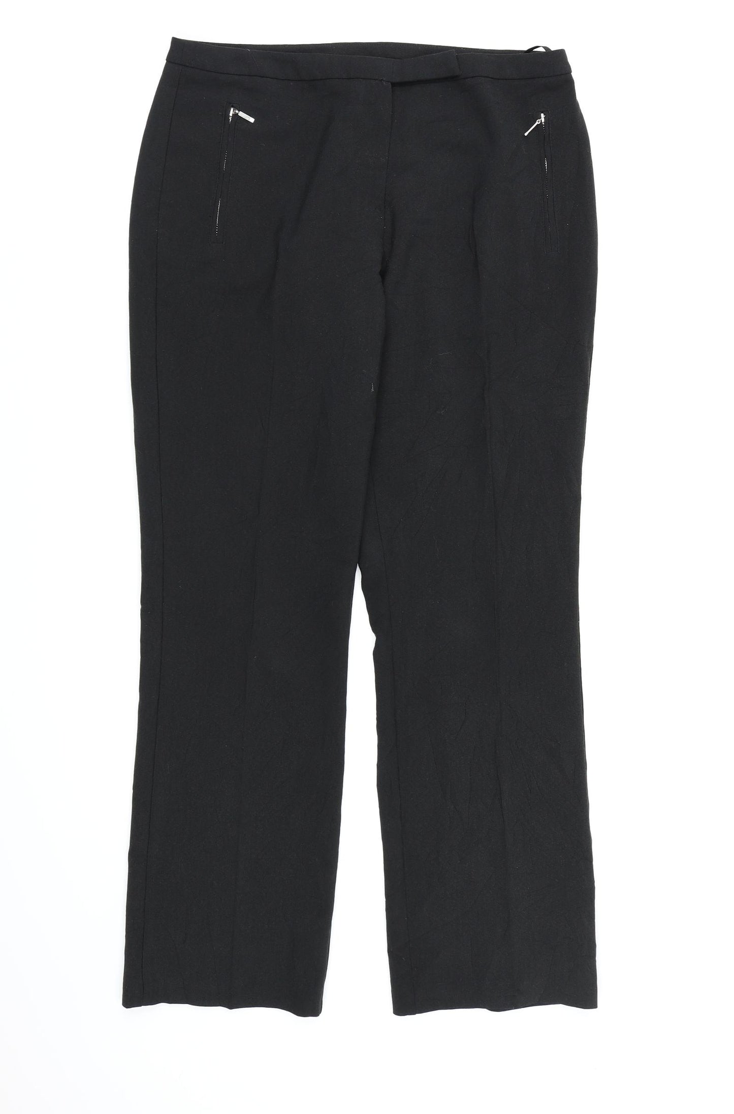 BHS Womens Black  Rayon Dress Pants Trousers Size 12 L28 in