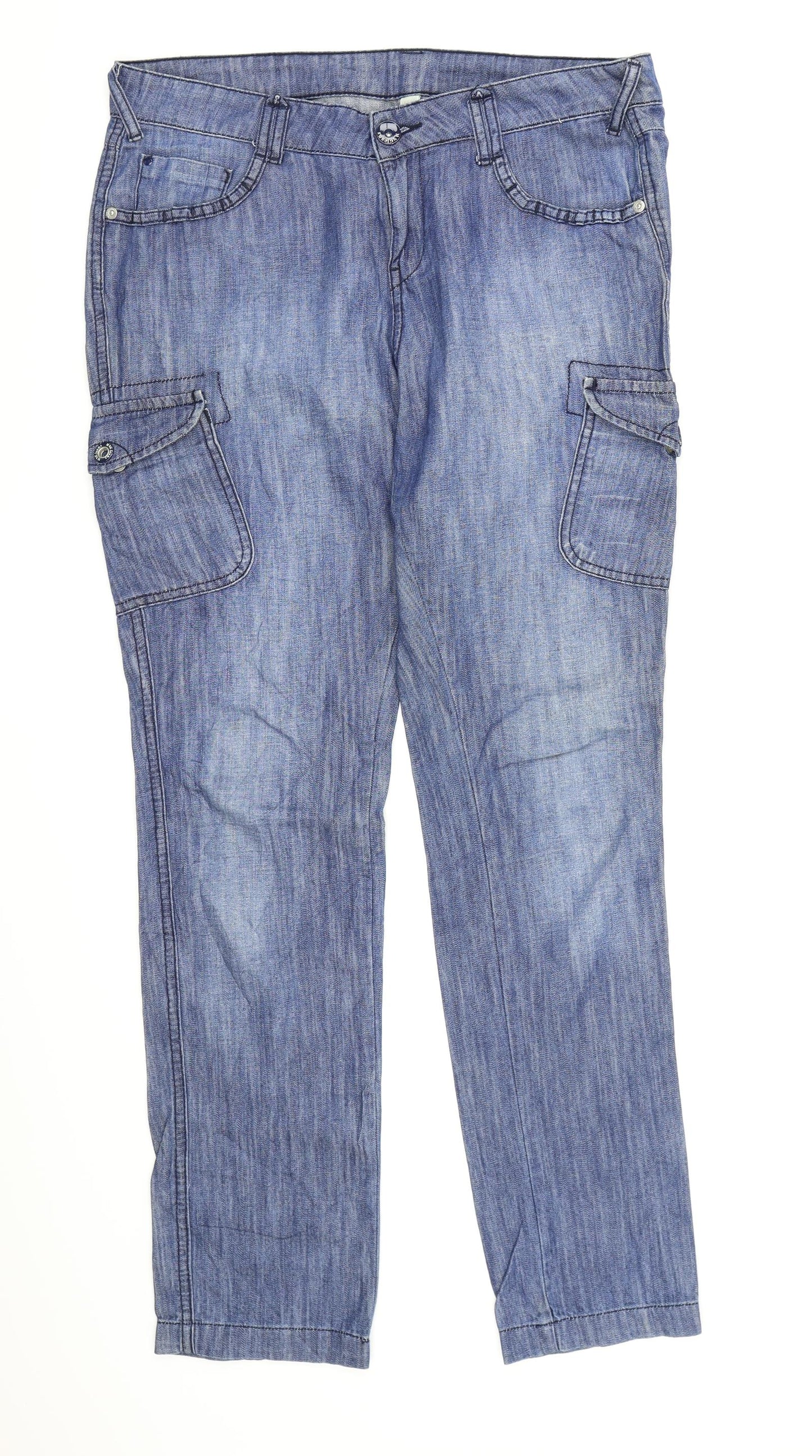 MNG Jeans Womens Blue  Denim Tapered Jeans Size 12 L30 in