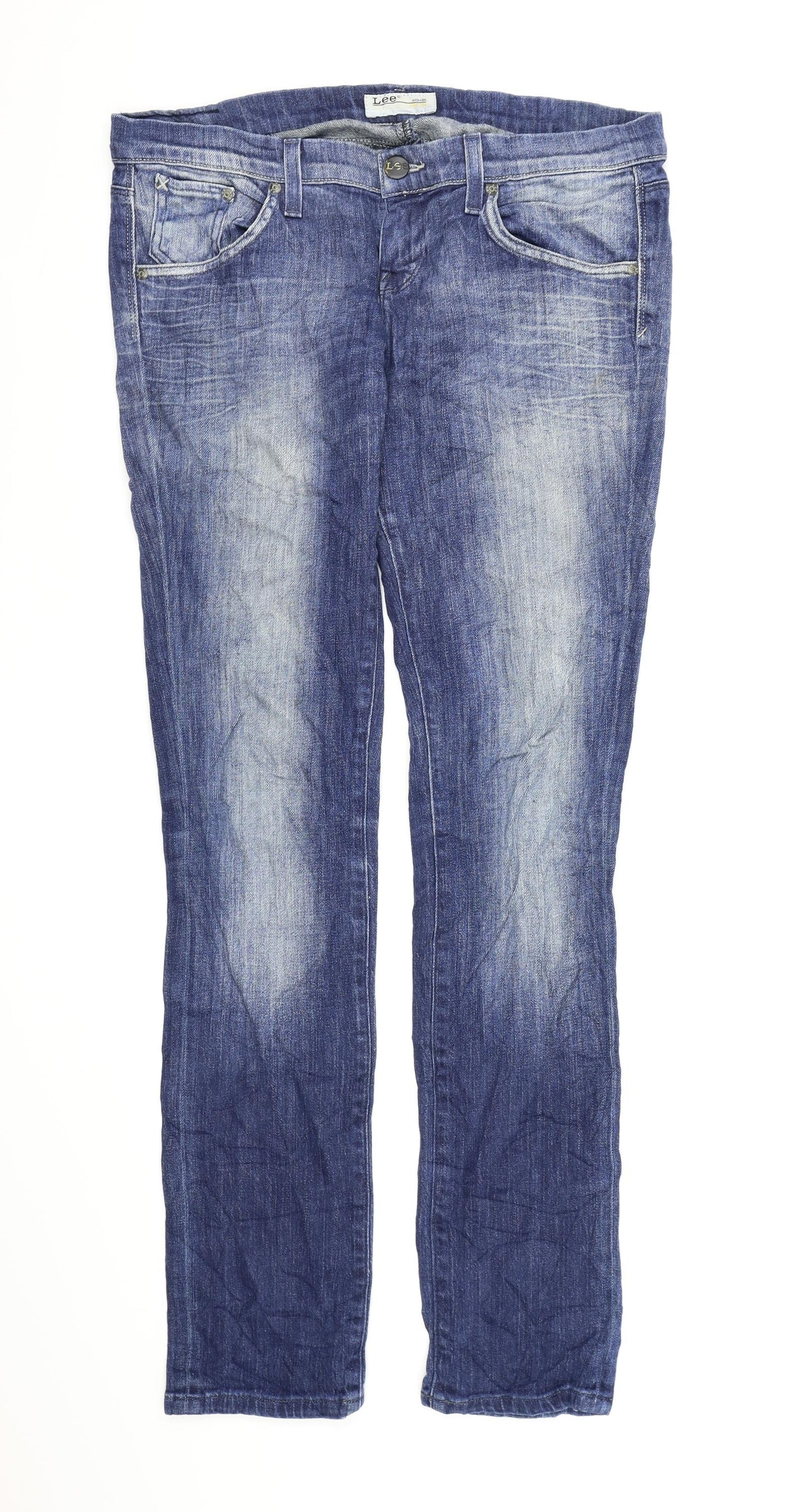 Lee  Womens Blue  Denim Straight Jeans  L32 in