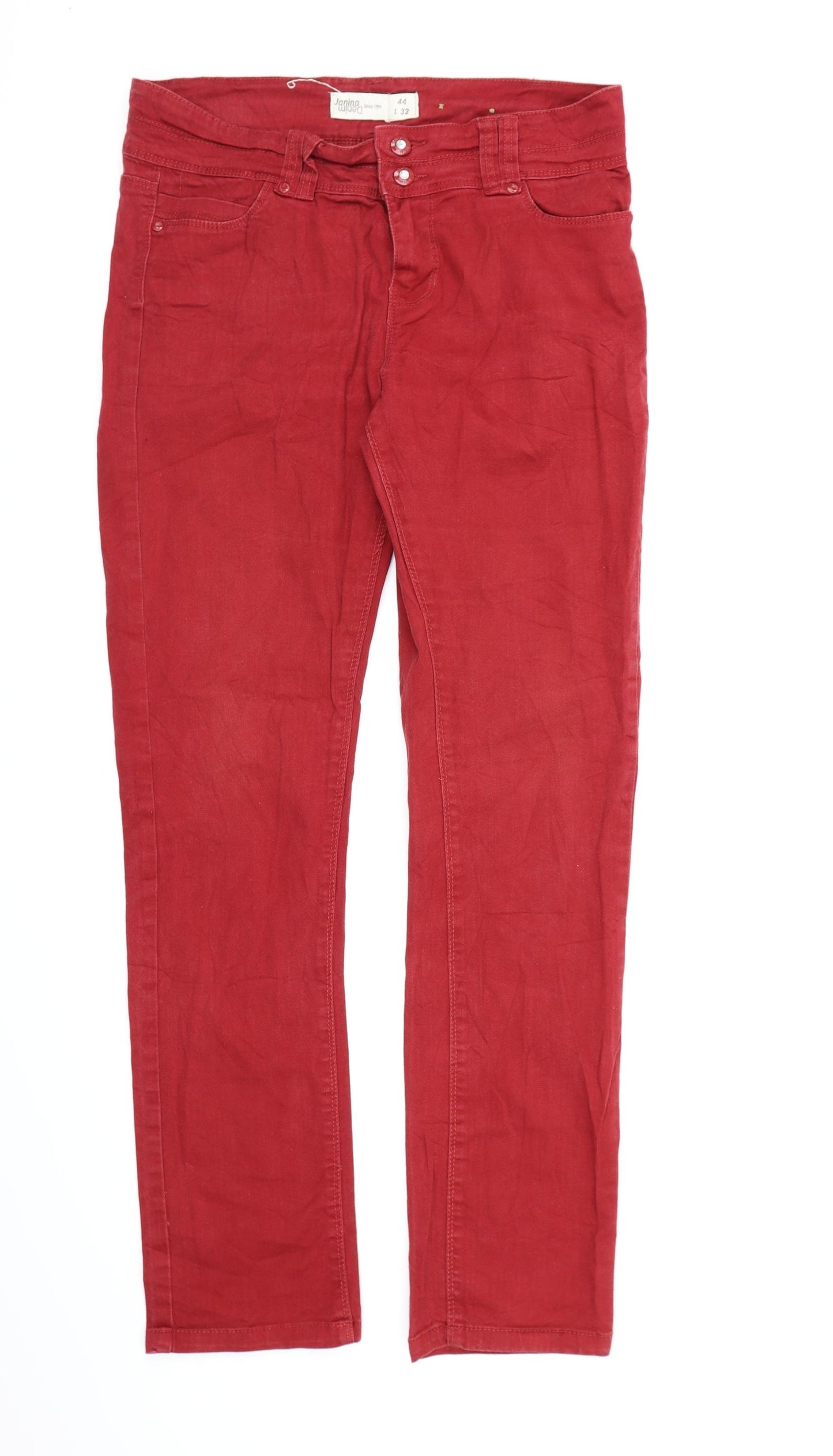 Janina Womens Red  Denim Straight Jeans Size 16 L32 in