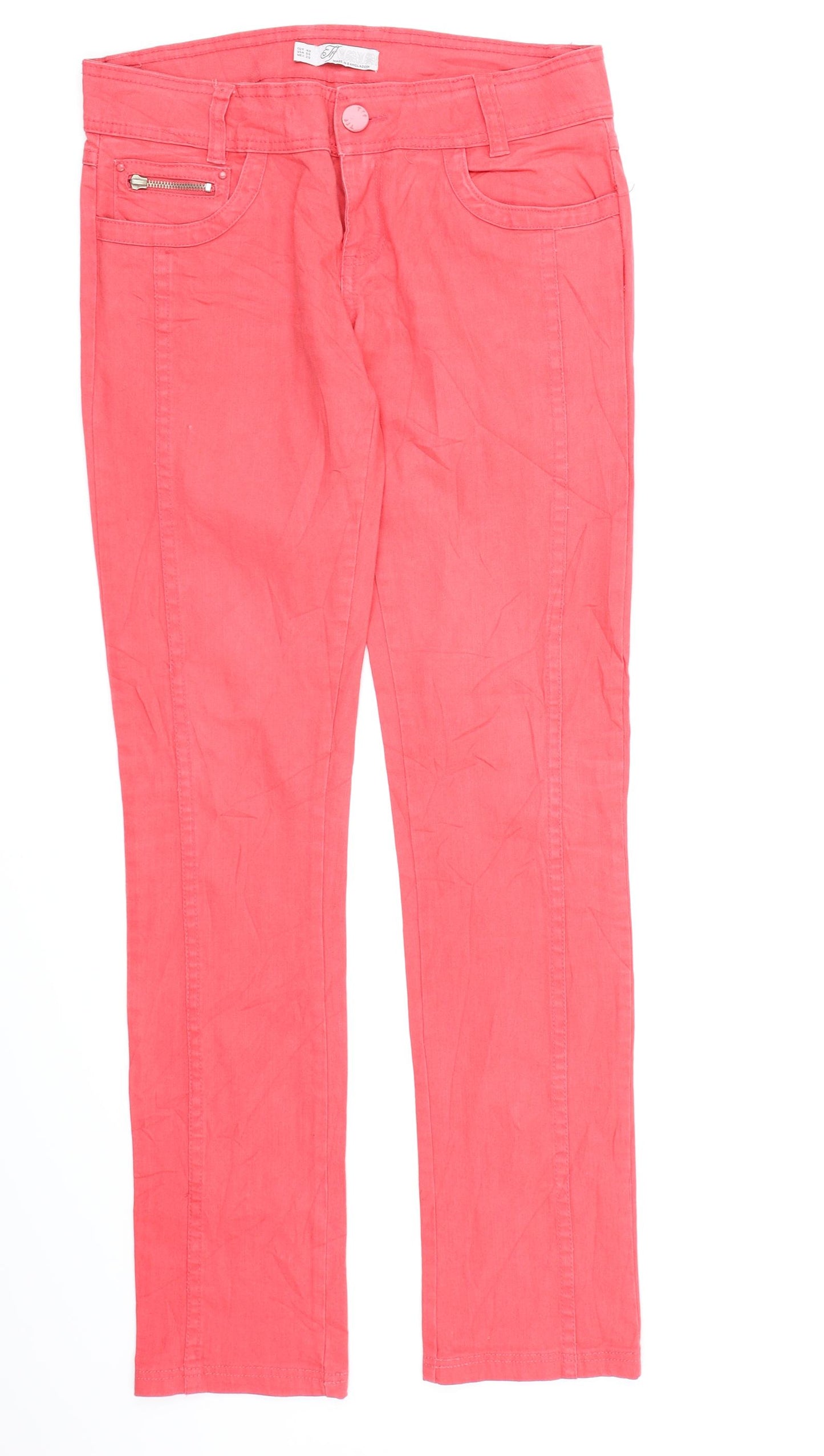 Preworn Womens Pink  Denim Straight Jeans Size 12 L31 in