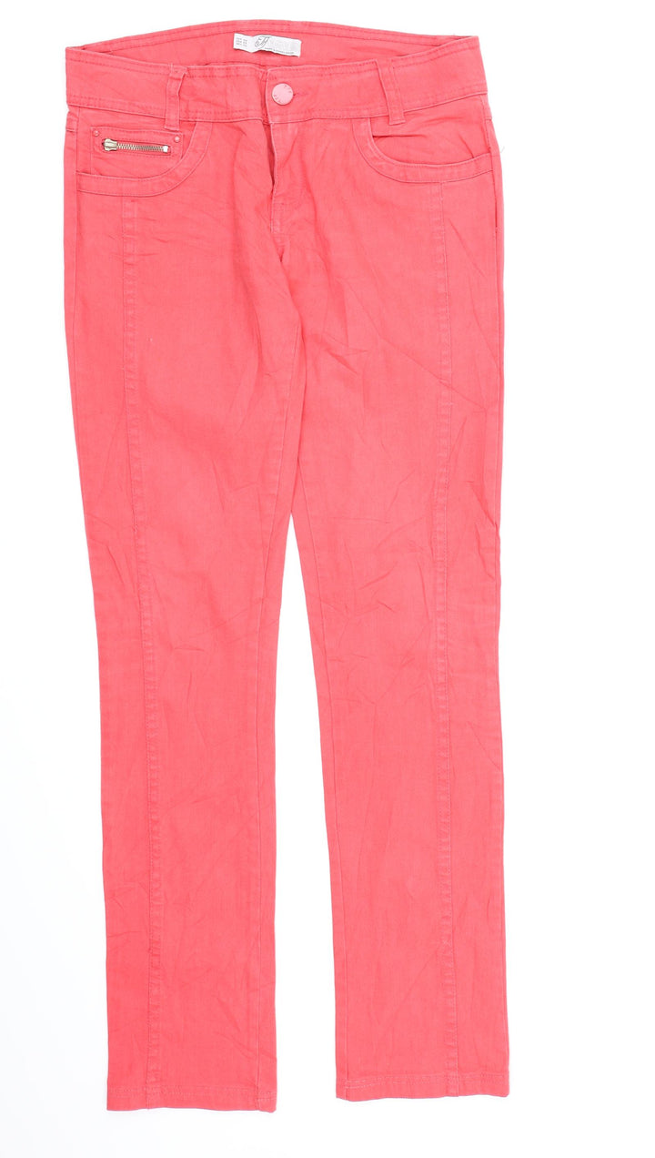 Preworn Womens Pink  Denim Straight Jeans Size 12 L31 in