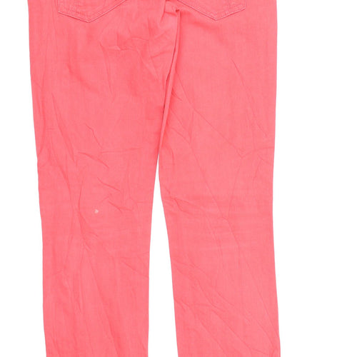 Preworn Womens Pink  Denim Straight Jeans Size 12 L31 in