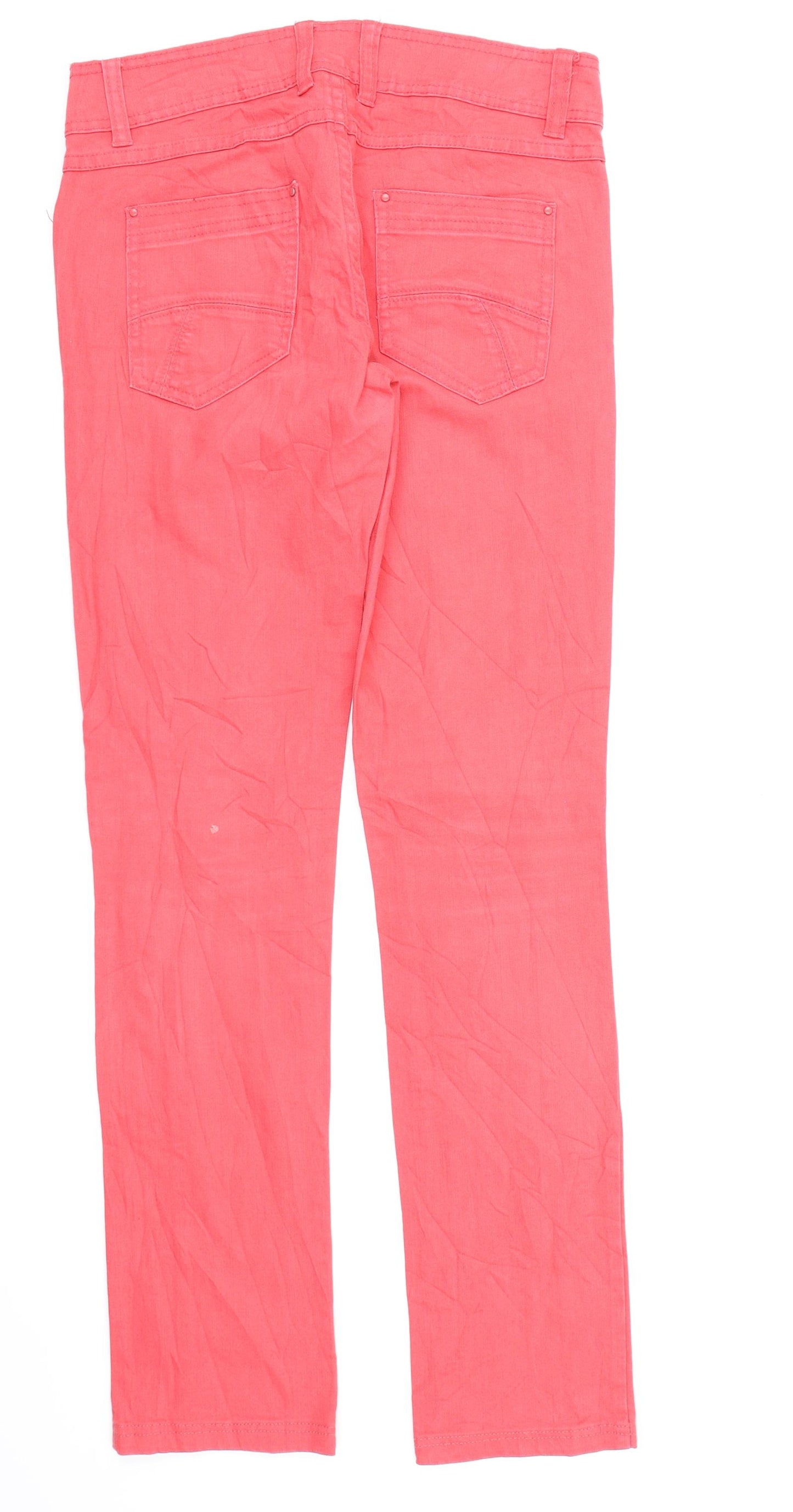Preworn Womens Pink  Denim Straight Jeans Size 12 L31 in