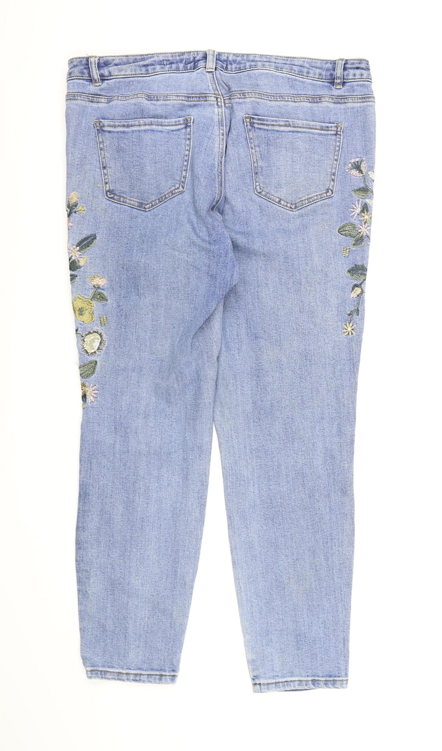 New Look Womens Blue Floral Denim Skinny Jeans Size 16 L26 in