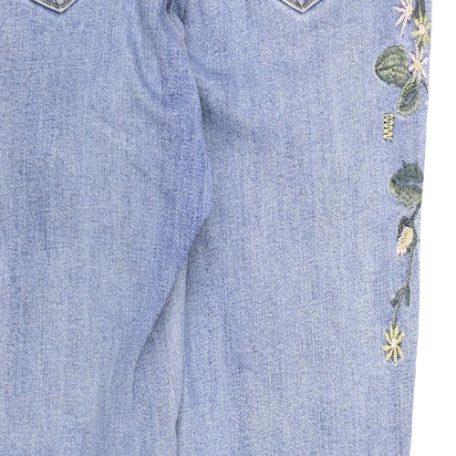 New Look Womens Blue Floral Denim Skinny Jeans Size 16 L26 in