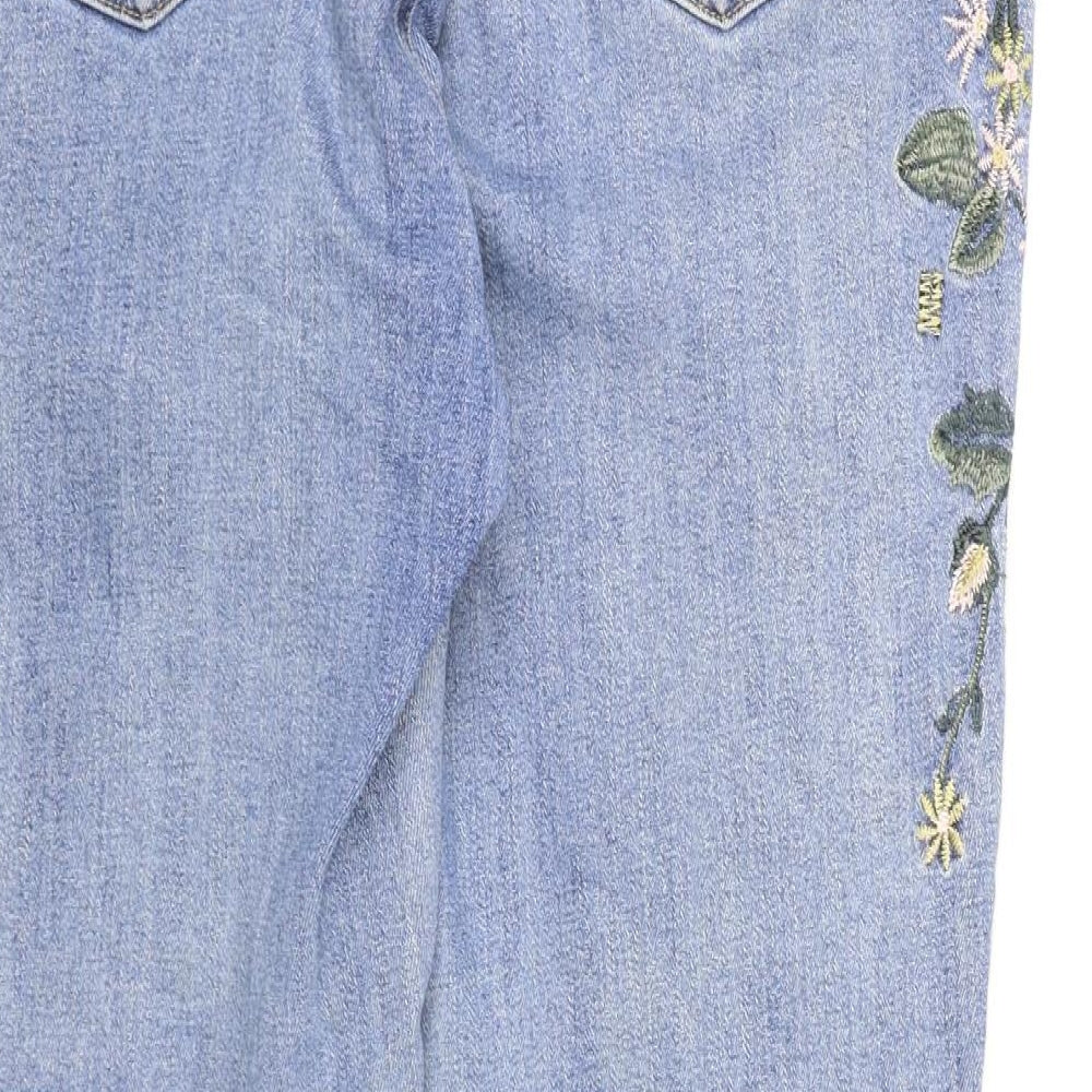 New Look Womens Blue Floral Denim Skinny Jeans Size 16 L26 in