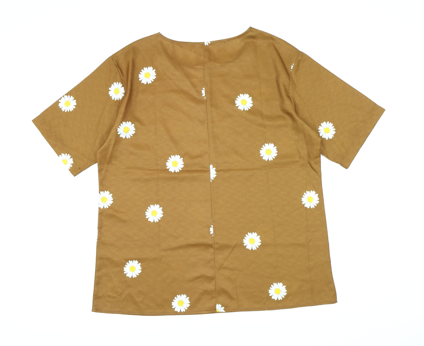 Preworn Womens Brown Floral  Basic T-Shirt Size XL