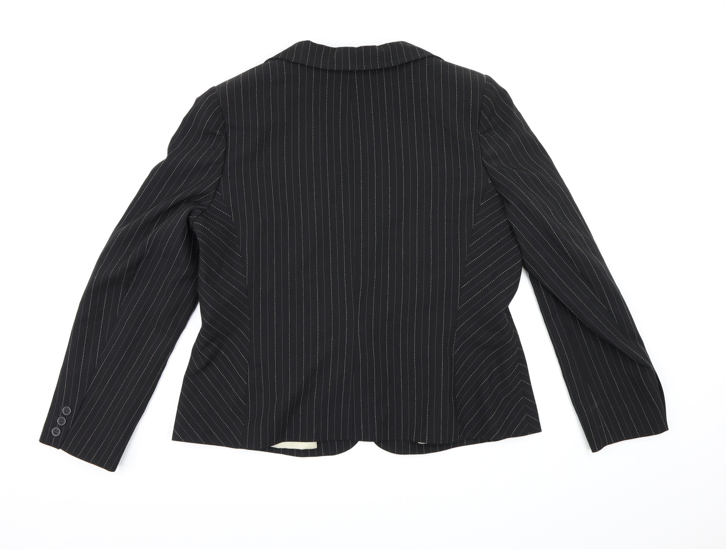 Dorothy Perkins Womens Black Striped Rayon Jacket Blazer Size 18