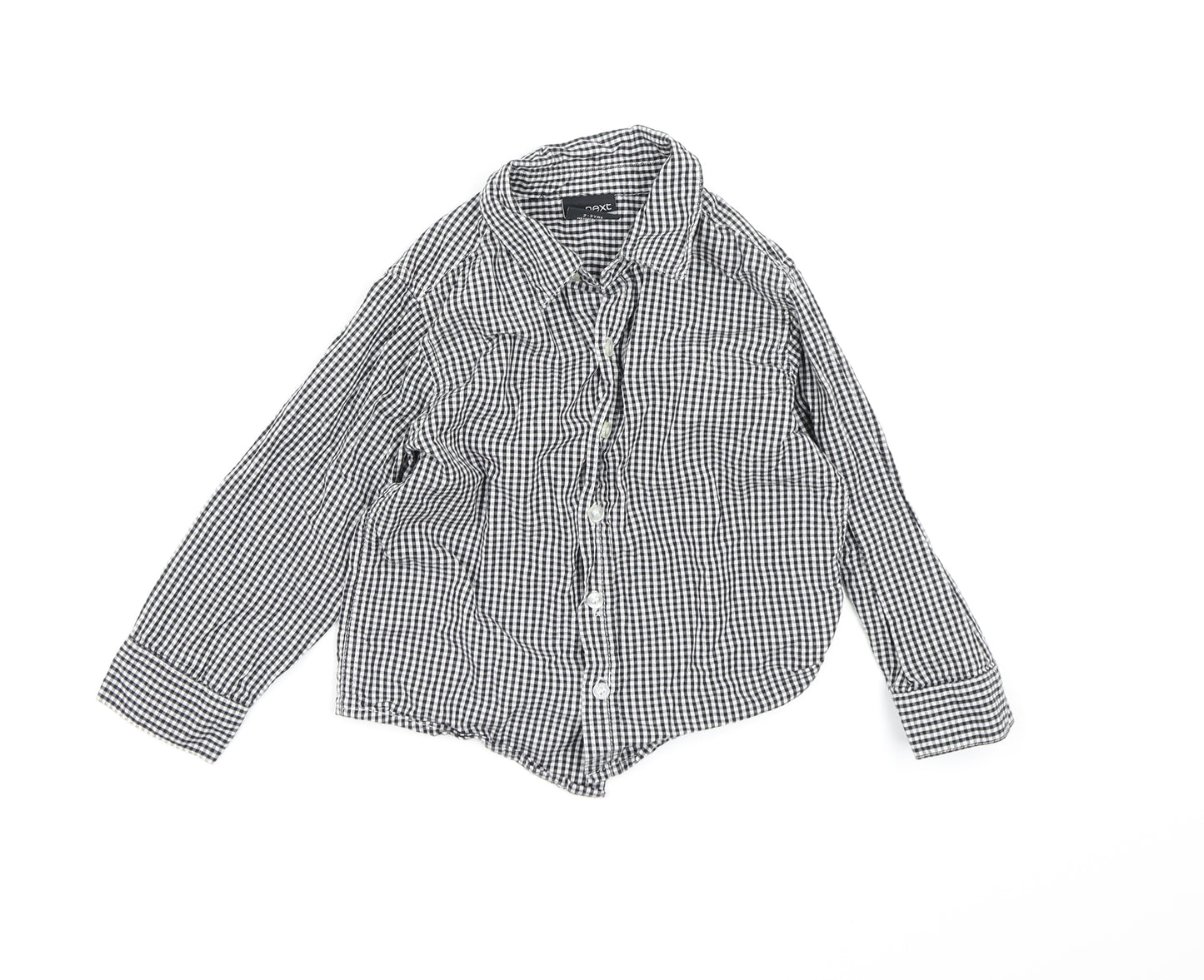 NEXT Boys Black Check  Basic Button-Up Size 2-3 Years