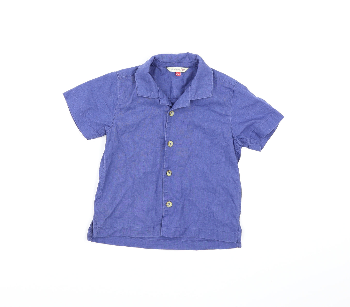 John Lewis Boys Blue   Basic Button-Up Size 2 Years