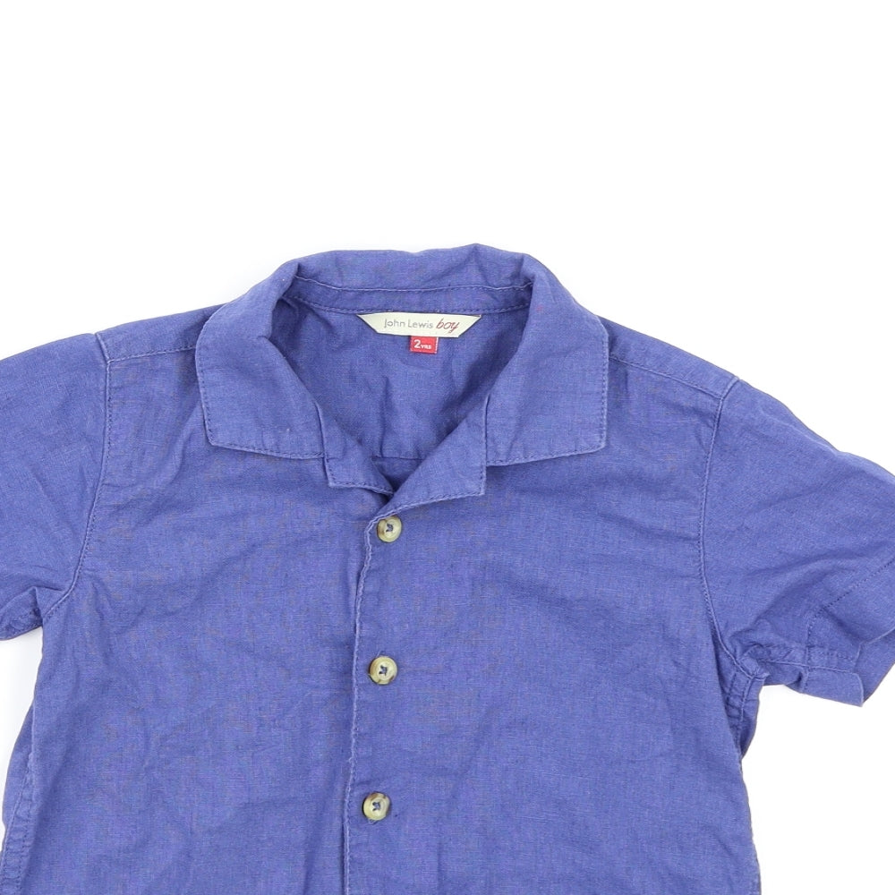 John Lewis Boys Blue   Basic Button-Up Size 2 Years