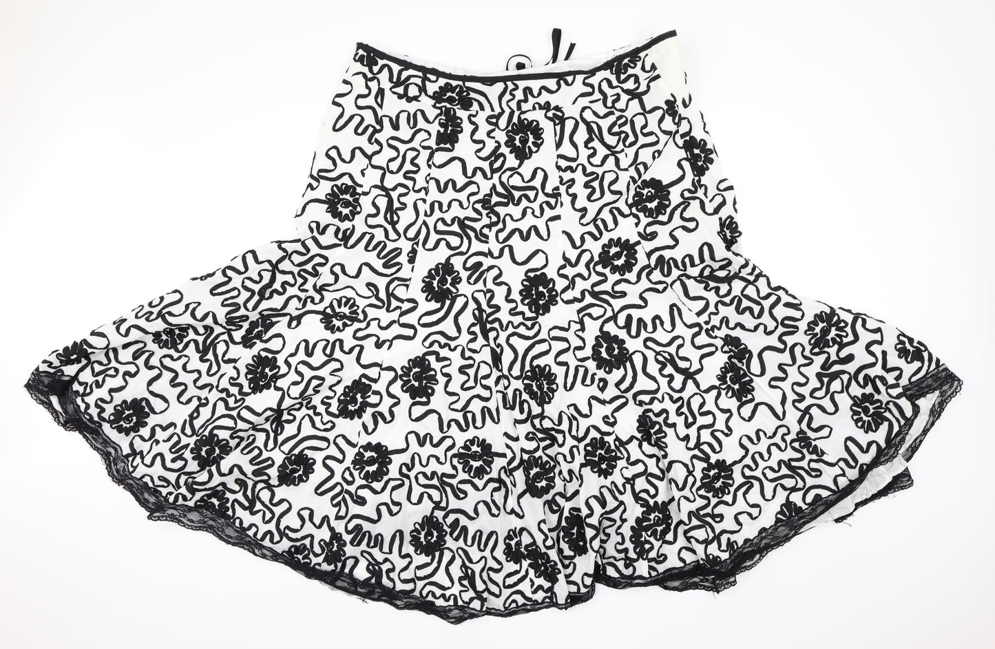 Simon Jefferey Womens White Floral  Swing Skirt Size 20