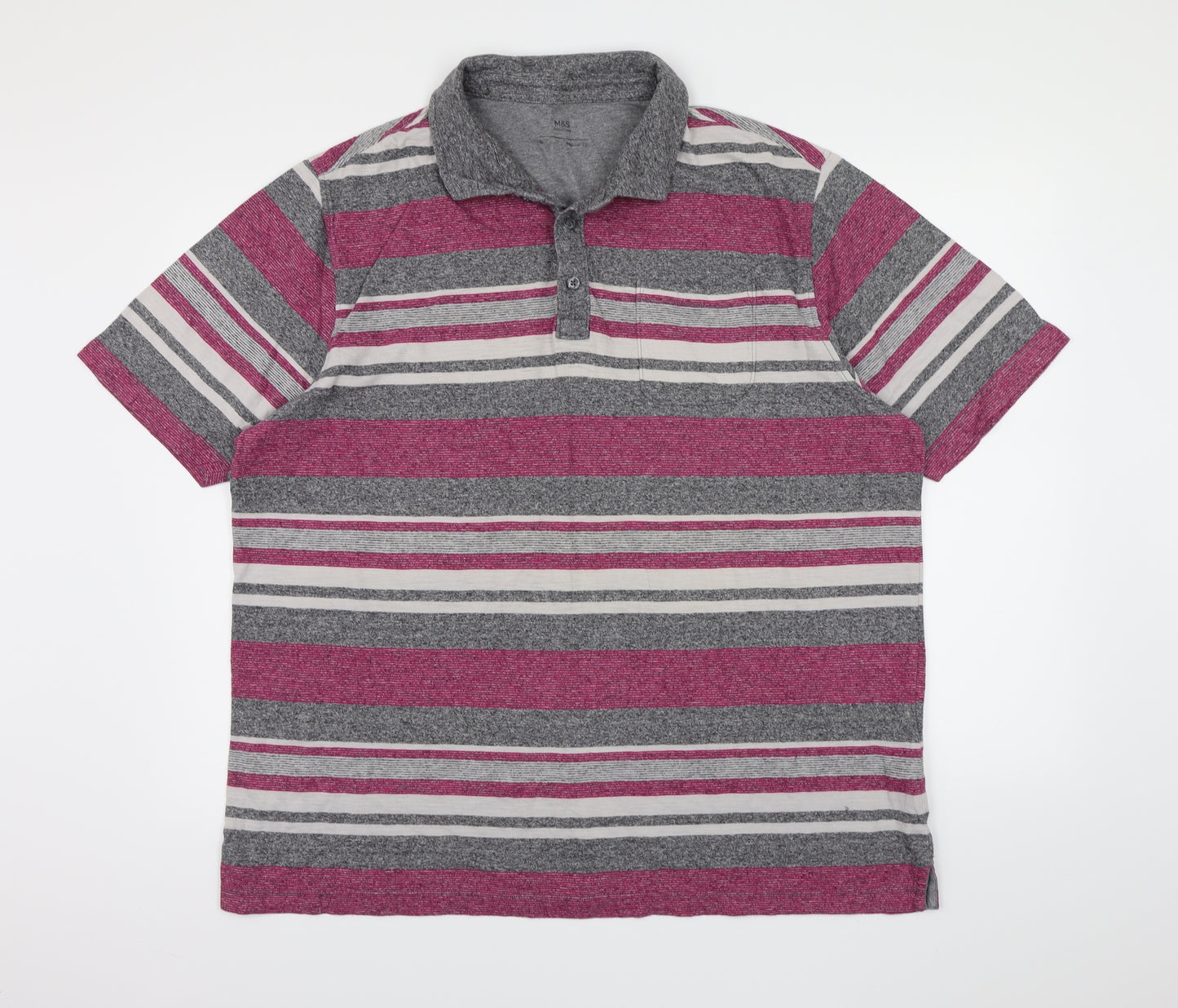 Marks and Spencer Mens Purple Striped   Polo Size XL