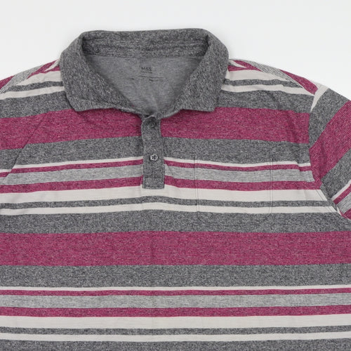 Marks and Spencer Mens Purple Striped   Polo Size XL