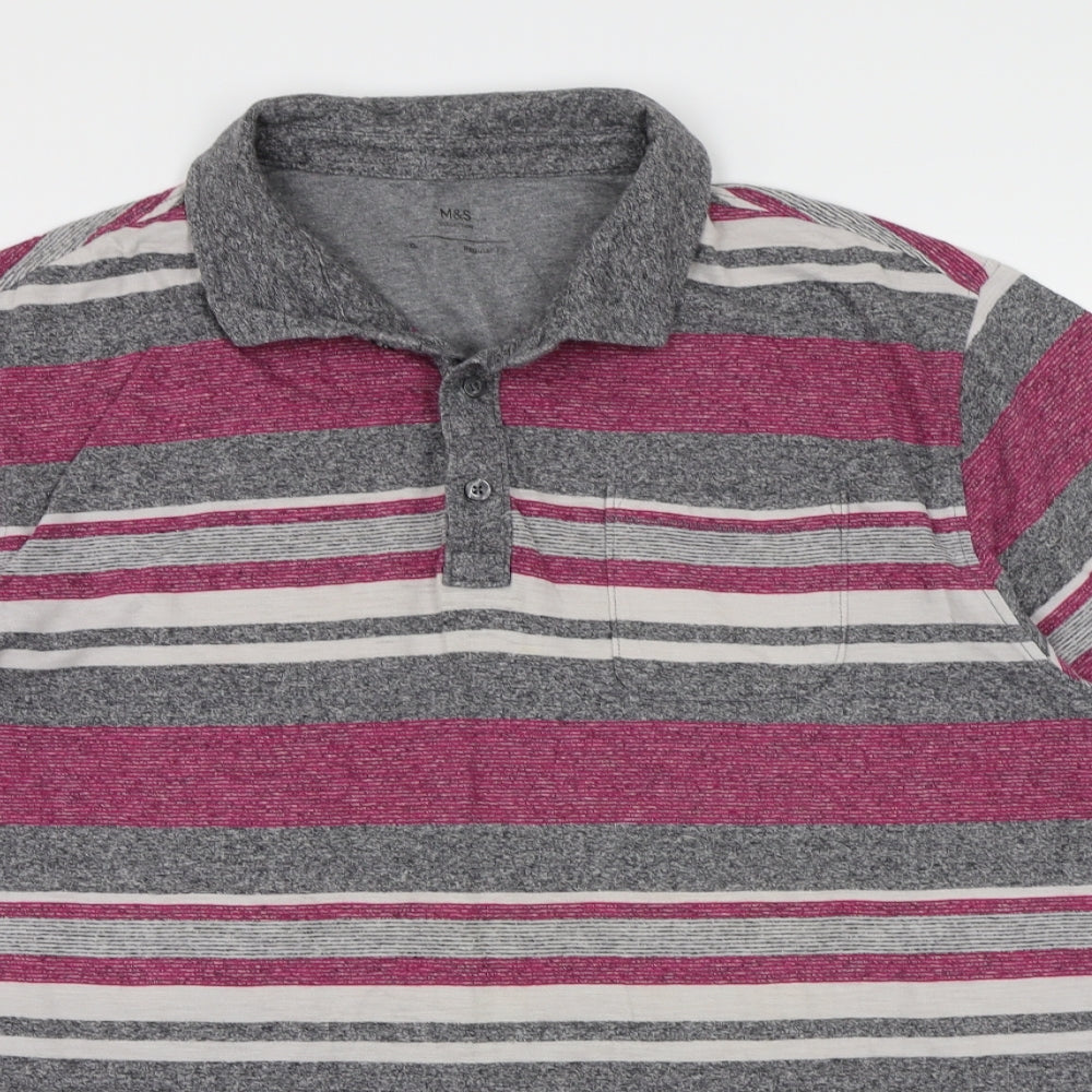 Marks and Spencer Mens Purple Striped   Polo Size XL