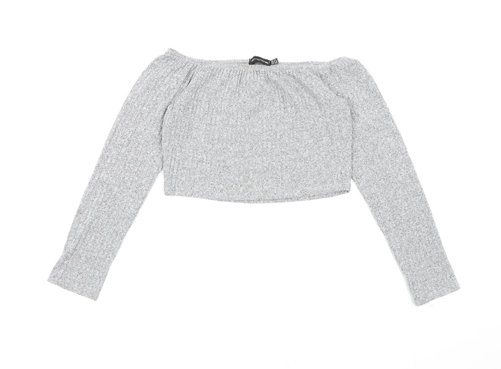 PRETTYLITTLETHING Womens Grey Knit Pullover Jumper Size 12