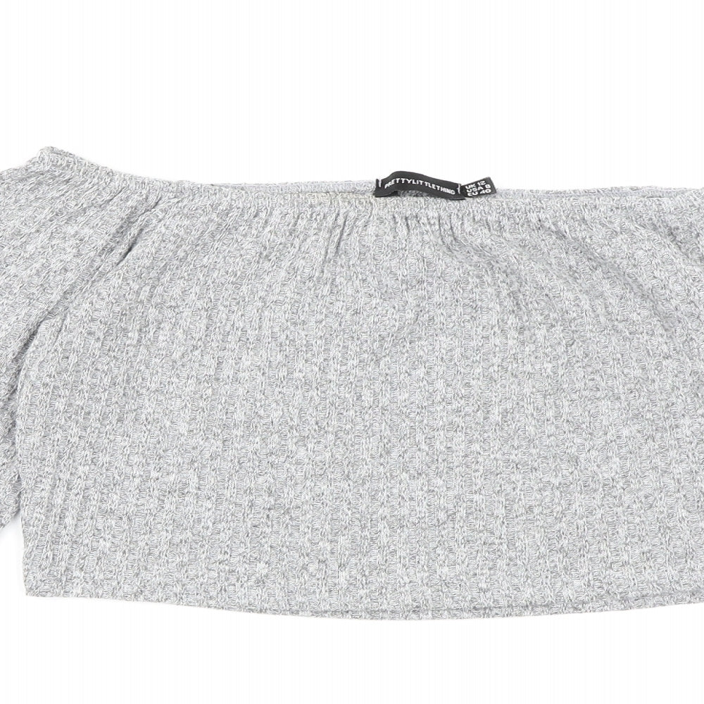 PRETTYLITTLETHING Womens Grey  Knit Pullover Jumper Size 12